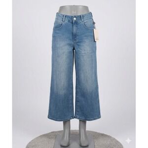 NWT NYDJ Higher Rise Crop Wide Leg Jeans Medium Wash Lift Tuck Size 0P